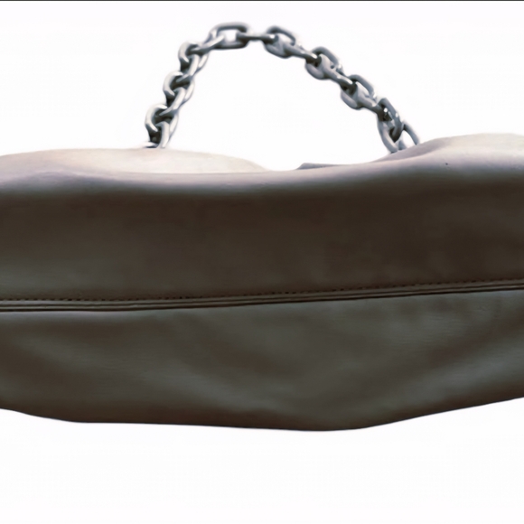 NWT Badgley Mischka Vegan Leather Frame Clutch Taupe BM Logo Convertible Strap - Picture 5 of 10